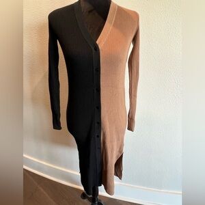 Truth by Republic Two-Tone Black and Brown Ribbed Knit Dress